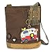 CHALA Patch Cross-Body Women Handbag, Canvas Messenger Bag - Camper - Dark Brown