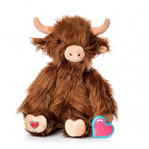 My Baby's Heartbeat Bear 20 Second Re-Recordable Voice Brown Highland Cow
