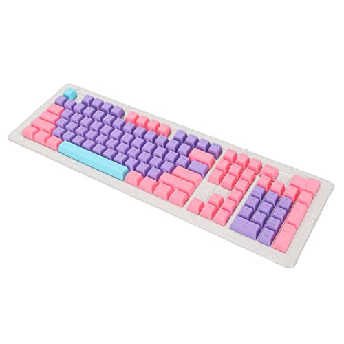 PBT Keycaps, 108Keys 2 Color Injection Molding Pudding Keycaps Set OEM Height Japanese Style Gaming Keyboard Keycaps for Mechanical Keyboard Purple Pink Blue