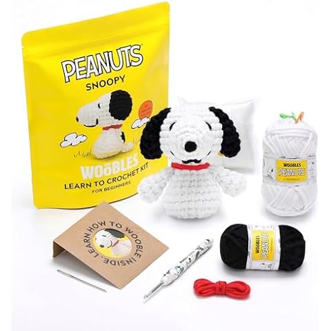 The Woobles Beginners Crochet Kit with Easy Peasy Yarn as seen on Shark Tank - with Step-by-Step Video Tutorials - Snoopy Cover