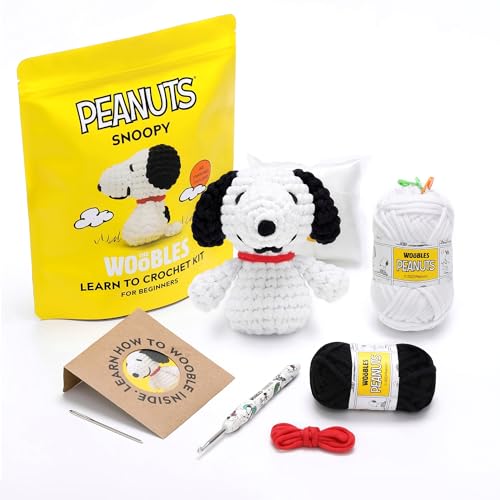 Lista de Kits de ganchillo - los preferidos. 43 The Woobles - Kit de ganchillo para principiantes con hilo fácil de Peasy como se ve en Shark Tank - con tutoriales de video paso a paso - Snoopy