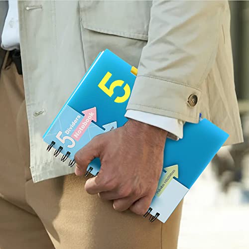 Cagie Spiral Notebook 5X7 With Dividers 5 Subject Notebook With Tabs Wide Ruled Hardcover A5 Spiral Bound Journal For Note Taking Work School Supplies, 220 Pages, Blue #TOP2