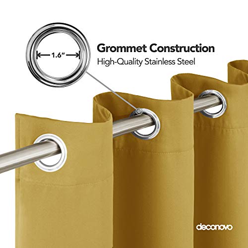 Image of Deconovo Blackout Curtain Darkening Bedroom or Living Room Grommet Thermal Insulated Lighting Reduce Drape, 52 x 63 in-1 Panel, Turmeric