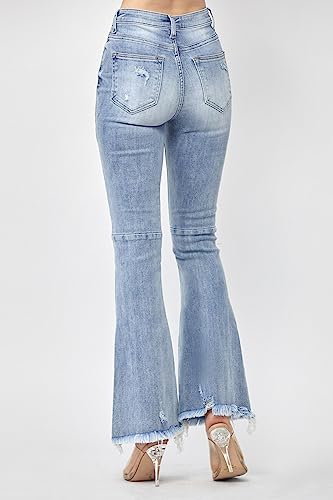 SALT TREE Risen Jeans - High Rsie Distressed Hem Flare - RDP12952