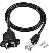 YACSEJAO Cat6 Ethernet Panel Mount Extension Cable 3.3FT RJ45 Cat 6 Male to Female Shielded Ether...