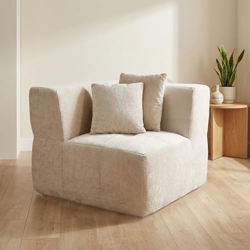 · REDEARTH · Right Armchair Boneless Sectional Sofa (1-Seater) - Cream