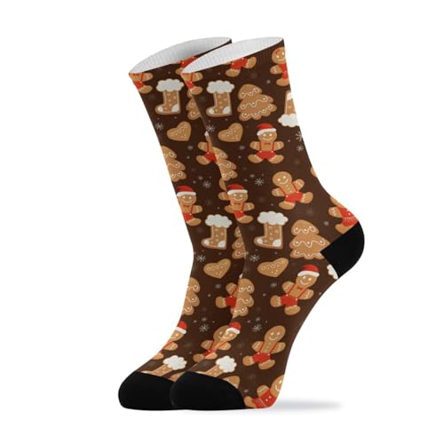 Wusikd Cute Christmas Gingerbread Socks for Women and Men Cookies Gingerbread Man Long Socks for Athletic Running 2