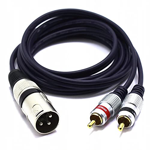 VITALCO XLR Male to 2x RCA 1.5m Cable 3 PIN Microphone to Twin RCA Lead, Gold - Image 3