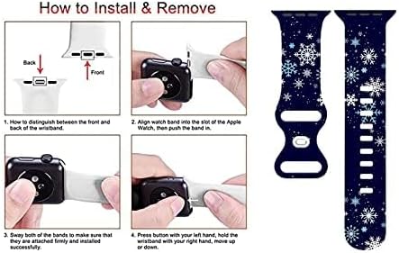 Miniatura 9 de Correa de reloj de Navidad compatible con Apple Watch de 1.496 in 1.575 in 1.614 in 1.654 in 1.732 in 1.772 in, correa de silicona para reloj de