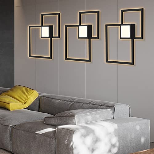 Lámpara de pared LED moderna de 20W con control remoto y combinación ajustable negra 2