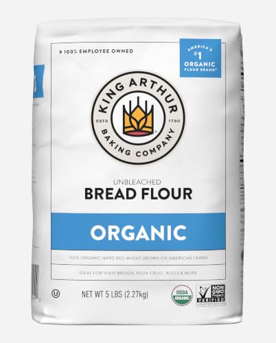 King Arthur 100% Organic Bread Flour, Unbleached, 5 lb (Pack of 1) - Non-GMO Project Verified, No Preservatives