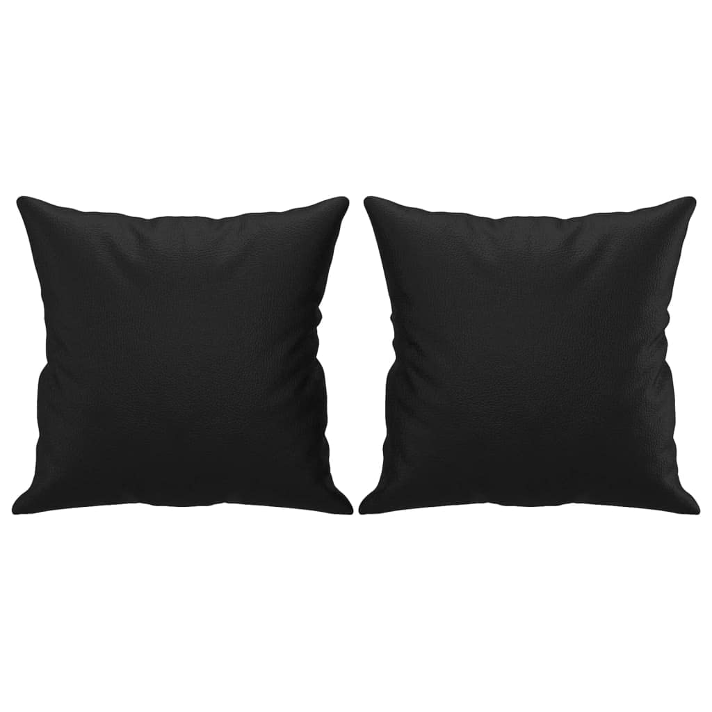 vidaXL Faux Leather Throw Pillows- Black Square Elegant Decorative Cushions with PP Cotton Filling for Couch and Bed, Set of 2