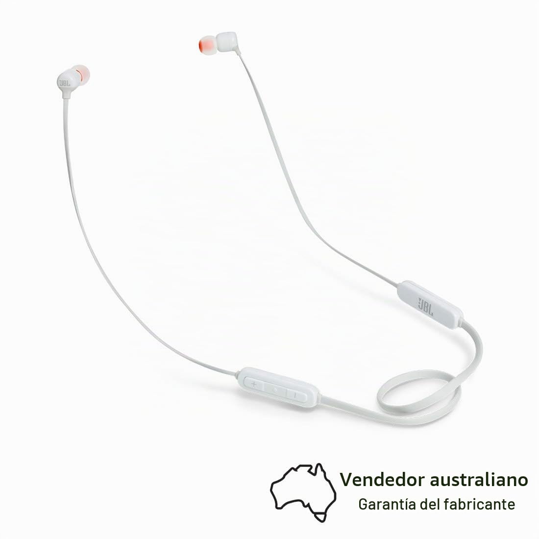 JBL Tune 110 BT Auriculares inalámbricos con sonido Pure Bass, Bluetooth, mando a distancia y micrófono, batería de hasta 6 horas, 2h de recarga, blanco