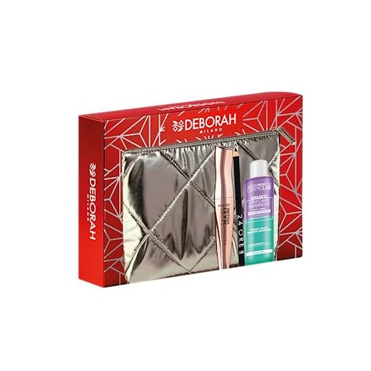 Deborah Milano - Set Regalo Donna Pochette Occhi, Include Mascara Instant Maxi Volume, Matita Occhi 24 Ore 251 Black e Struccante Occhi Bifasico Dermolab 50ml, N.02