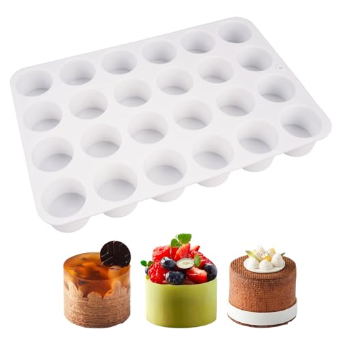 Xyvor Moules Cylindriques en Silicone à 24 cavités de 3 cm, Moule à Gâteau en Silicone en Forme de Cylindre, Moule silicone Rond, pour Cupcakes Biscuits...