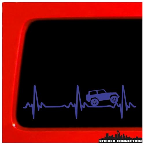 Image of Sticker Connection | Heart beat EKG for Jeep Wrangler | Windshield Banner for Car, Truck, Window, Laptop 4 inchx24 inch (2.5 inchx8 inch, Blue)