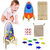 Reward Jar with Star Tokens, Reward Charts for Children Behaviour Potty Training and Daily Chores Reward Chart for Kids, Space Reward Jar with Chart,Reward Chart Marvel (Blue Rockets)