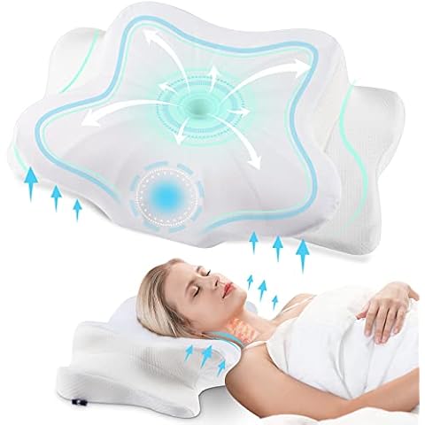DONAMA Cervical Pillow for Neck and Shoulder,Contour Memory Foam Pillow,Ergonomic Neck Support Pillow for Side Back Stomach Sleepers with Pillowcase-Standard Size Cover
