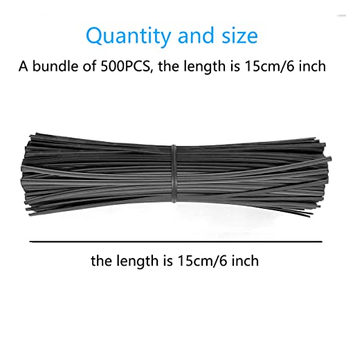 Tangser Plastic Black 6" Twist Ties, Reusable Cable Ties,Long Garbage Bag Wire Ties, Trash Bag Coated Ties, Twisty Ties For Organizing, Plant Hollding, Office, Christmas Tree (500 Pcs/6 Inch) #TOP1