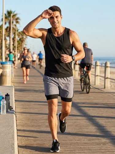 Image of GRECIILOOKS Shorts for Men Running | 2 in 1 Shorts Men with Compression Shorts |Gym Shorts for Man Workout with Phone Pocket | Quick Dry Sports Shorts for Gym Training