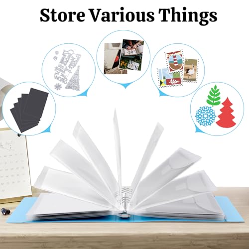 Image of UNIMEIX 12 Pcs Magnetic Sheets for Die Storage with 1 Binder Cover, 2 in 1 Storage Stamp and Die Storage Bags Die Cut Storage Supplies(0.8 mm Thickness, Blue)