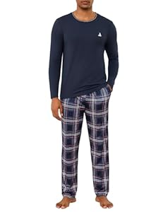 Jahetuul Pyjama Herren Baumwolle kariert Pyjamahosen Schlafanzüge für Herren Langarm Schlafanzug Männer Schlafanzughose lang Zweiteiler Jungen Lounge