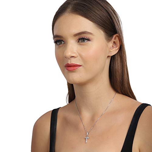 Vanbelle Rhodium Plated Religious Pendant - Handcrafted Jesus Crucifix Cross Pendant Necklace For Women And Girls - Sterling Silver With 925 Stamp - 13X30Mm #TOP3