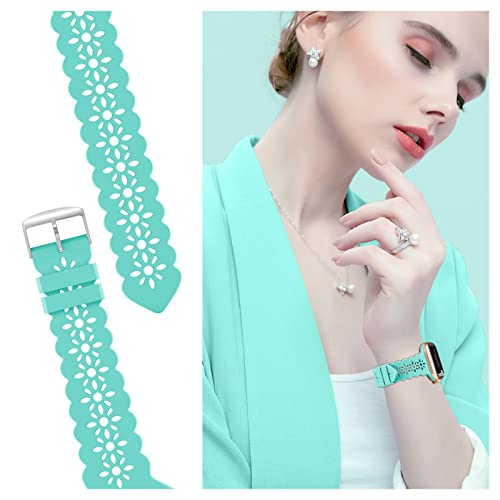 Image of Lace Silicone Bands Compatible with Apple Watch Bands for Women