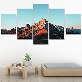 SIGNWIN 5 Panel Canvas Wall Art Mountainscape for...