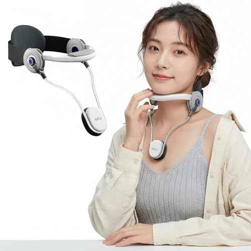 KFJ ネックサポート【日本で人気！自由に角度&高さ調整可 新発想 首ストレッチリラクサー】 超軽量＆折りたたみ式 ネック対策 通気性 ストレートネック対策 首コルセット 人間工学 日常姿勢サポート PC作業/スマホ/家事/外出に 男女兼用 誕生日プレゼント フリーサイズ（Amazon）