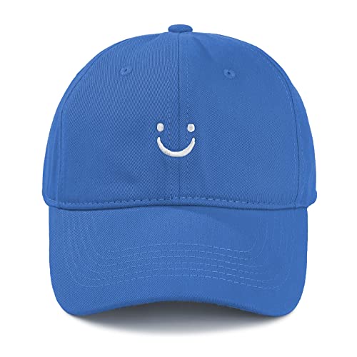 Zando Unisex Cute Smiley Face Baseball Hat Adjustable Womens Baseball Caps Trendy Baseball Cap Women Men Golf Dad Hats For Men Cotton Running Hats For Women Fashionable Baseball Cap Men Royal Bule Hat #TOP1