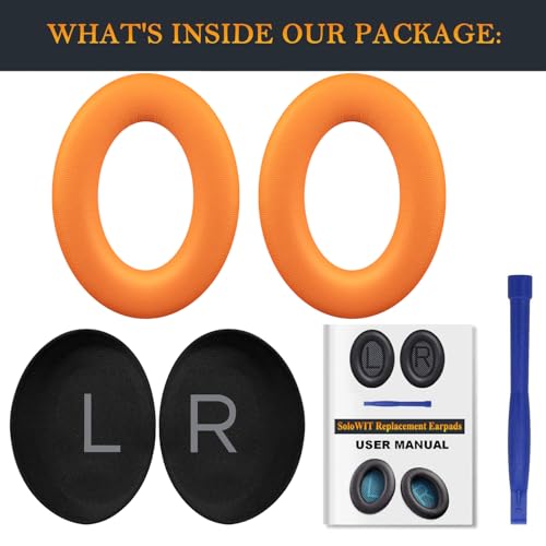 Image of SOULWIT Earpads Replacement for Bose QuietComfort 45 (QC45) /QuietComfort SE (QC SE) /New Quiet Comfort Wireless Over-Ear Headphones, Ear Pads Cushions with Softer Protein Leather - Orange