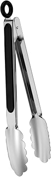 9-inch Stainless Steel Kitchen Tongs with Locking, Metal Food Tongs Non-Slip Grip 9"