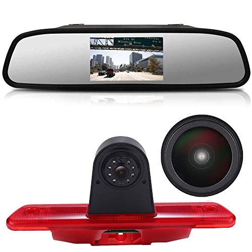 1280x720 Pixel Transporter Van der Drittes Bremslichtkamera Bremslicht Autokamera Rückfahrkamera+4.3" Zoll Rückspiegel für Peugeot Expert/FIAT Scudo/Citroen Jumpy 2007-2016