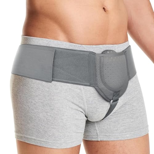 Vkwe Hernia Belt For Men Hernia Truss,Inguinal Hernia Support For Men Left Or Right Side, Post Surgery Men's Inguinal Hernia Support Truss For Inguinal, Groin Hernias, Adjustable Waist Strap (Gray)