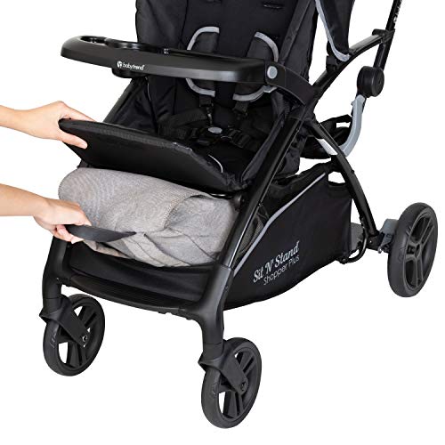 DELA DISCOUNT 41jSCB0aWPL Baby Trend Sit N’ Stand 5-in-1 Shopper Plus Stroller, Black Plus, 44x22.5x45 Inch (Pack of 1)  