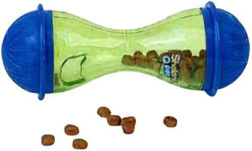 Shaking Q Pet Interactive Cat Treat Dispenser Toy, Slow Feeder Toy for Cats & Small Pets, Blue & Green, 11 cm