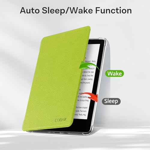 Image of CoBak Case for 6 Inch e-Reader, Ultra Clear Soft Flexible TPU Back Cover Light Shell, with Auto Wake /Sleep, not Compatible Kobo Claro, Grass Green