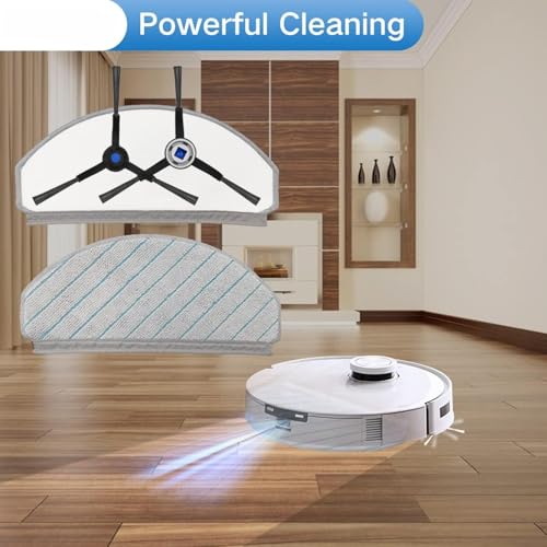 Image of Mop Refill Microfibre Mop Refill Robot Vacuum Spare Parts Compatible with Ecovacs DEEBOT N20 N30 N30 Plus Cleaning Cloth Pads Side Brush Replacement Kit 2 Pads 2 Brushes Home Cleaning Accessories