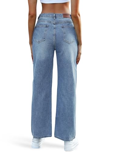 HDLTE Baggy Wide Leg Jeans for Women High Waisted Trendy Flare Jeans Boyfriend Denim Pants with Patch Pockets2