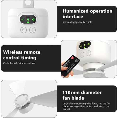 TUIBEIDAMAI Ventilateur de Camping Lumière,Ventilateur Plafond Avec Lumière et Télécommande,Lampe de Camping LED Avec Ventilateur Rechargeable USB,Minuterie,Vitesses Réglables,Pour Tente,Camp-ing – vue 3