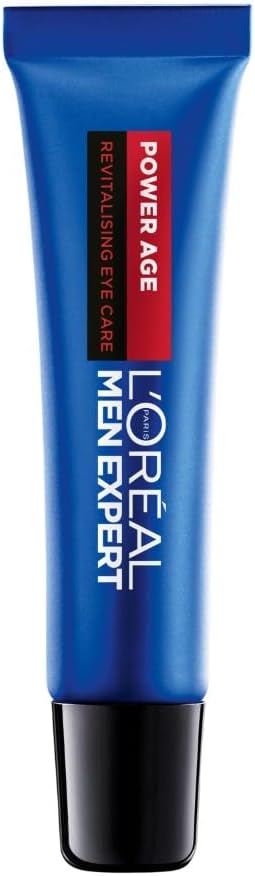 L'Oréal Men Expert Men's Eye Cream, Hyaluronic Acid Eye Care, Designed For Men With Wrinkles & Dryness Around Eye Contour, Give Skin Power To Age Better, Power Age, 15ml