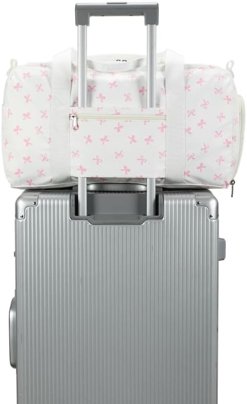 BTOOP Duffle Bag for Girls Kids Gym Sports Women Workout Travel Bag Weekender with Shoe Compartment and Wet Pocket (Pink Bow) - Image 8