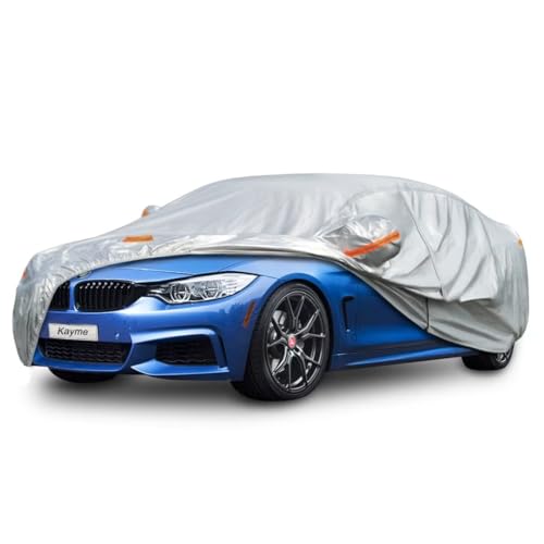 Kayme Sedan Car Cover Fit for BMW 4 Series M4 (2002-2025) Automobiles All Weather Waterproof, Outdoor Cover Sun Rain Protection, with Lock and Zipper