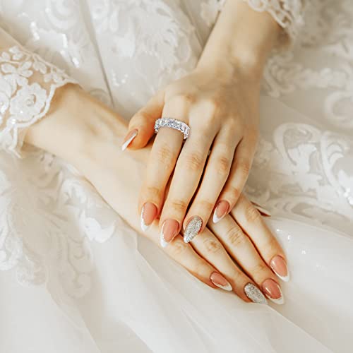 AINUOSHI Eternity Ring, 925 Sterling Silver Ring for Women, Emerald/Oval/Radiant/Round/Cushion Cut Cubic Zirconia CZ Fine Ring, Eternity Engagement Wedding Band Ring, Jewelry Box Packed2