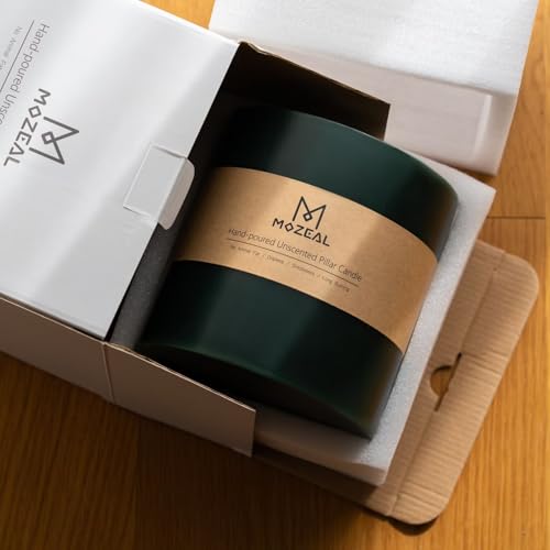 MOZEAL Extra Large 3 Wick Dark Green Pillar Candle, 6" x 6", Unscented, Dripless, Smokeless, and Clean-Burning. Approx. 120 Hours of Burn Time. Perfect for Weddings, Dinners, Christmas and Home Decor by MOZEAL - Image 3