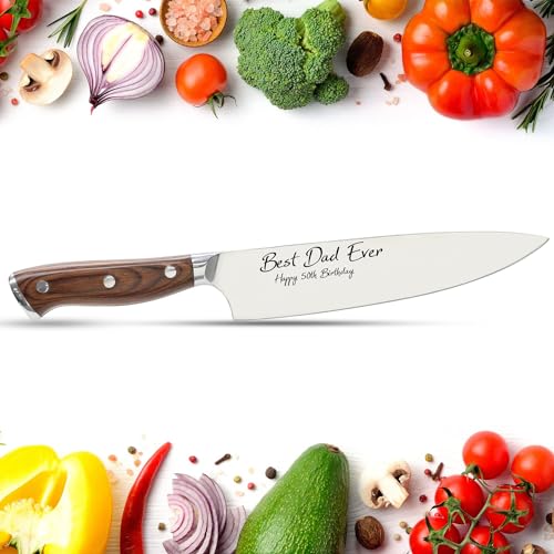 Image of Stainless Steel Professional Chef's Knife - Custom Engraved Ultra Sharp Kitchen Japanese Knife - 8 Inches With Personalized Touch
