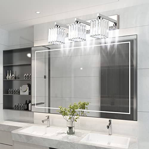 Image of Aipsun Vanity Light Fixtures Crystal Bathroom Lighting Fixtures Chrome Vanity Light for Bathroom (Exclude Bulb)