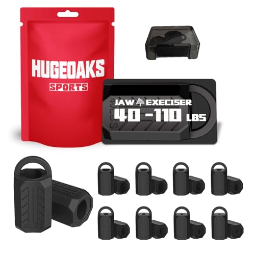 HUGEOAKS Exerciceur de Mâchoire, Jawliner, 8 Niveaux de Résistance, 40-110 LBS, Puissant Entraîneur Jawline pour Tous Niveaux (Débutant à Avancé), Affine et Tonifie l'Ovale du Visage, 16 pièces