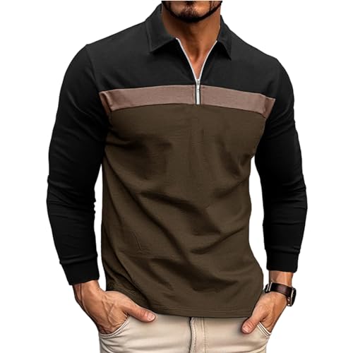 Ryehack Hommes 1/4 Zip Polos Manches Longues Hauts en Coton Raglan Pull Chemise de Golf Regular Fit...
